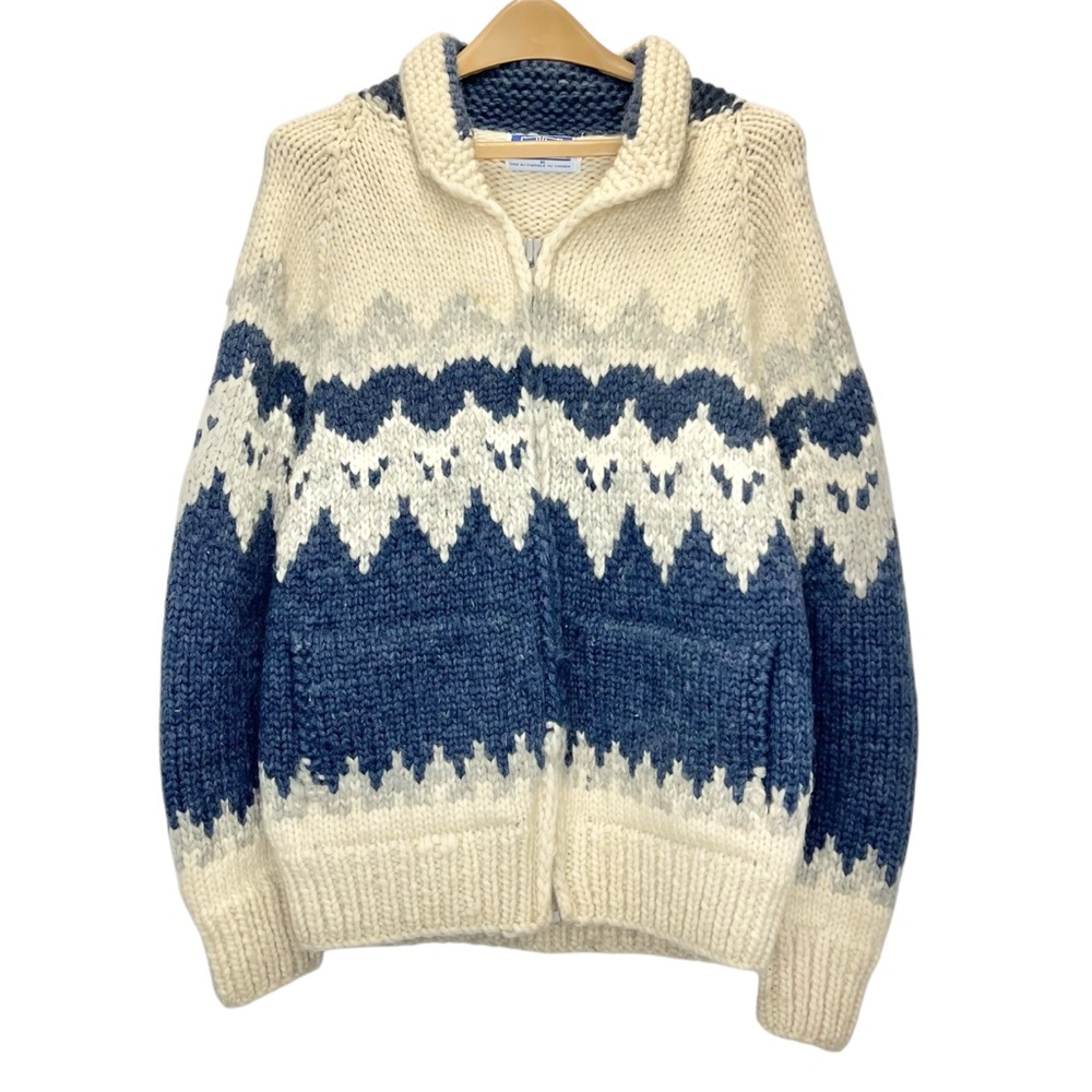 Vintage Longhouse Cowichan Zip Cardigan Men’s Medium Hand Knit 100% Wool Sweater